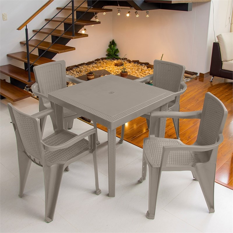 MQ Infinity 5-Piece Chair and Table Set in Taupe