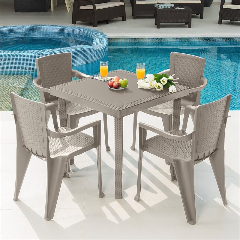 MQ Infinity 5-Piece Chair and Table Set in Taupe