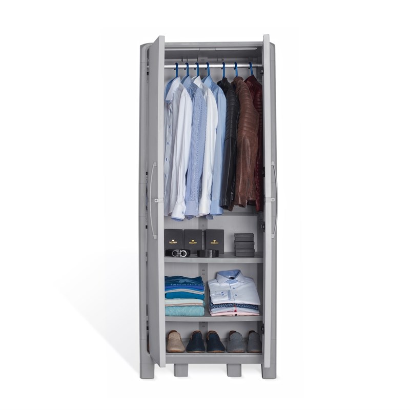 MQ Ecylpse 72-Inch 3 Shelf Plastic Wardrobe Cabinet in Gray