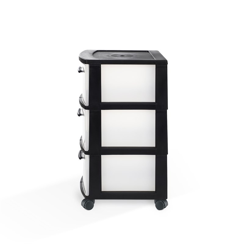 MQ 3-Drawer Plastic Rolling Storage Cart with Casters in Black (2 Pack)