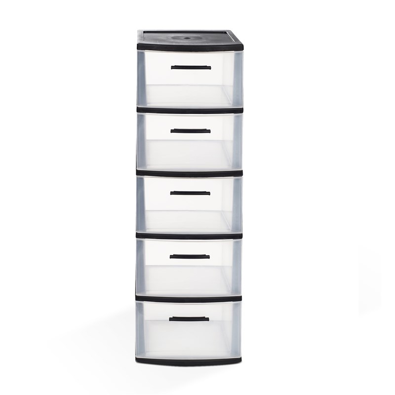 MQ Eclypse 5Drawer Plastic Storage Unit with Clear Drawers in Black (2