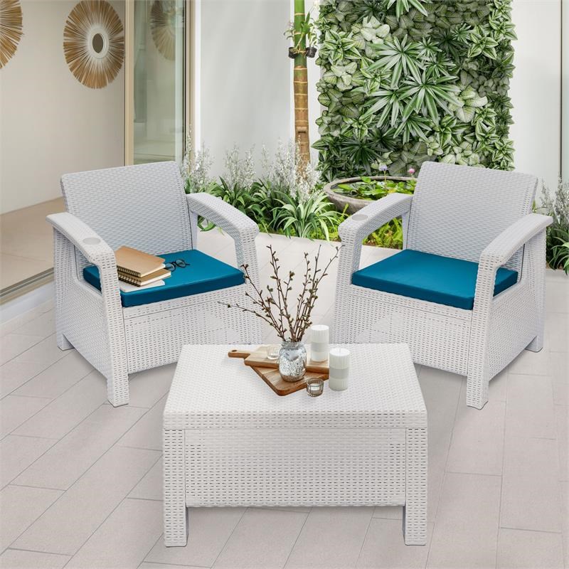 MQ Ferrara Stay Outdoor Patio Chair Chat Set in White
