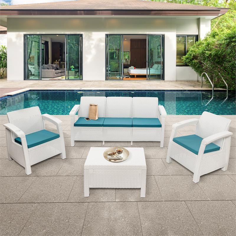MQ Ferrara Stay Outdoor Sofa Conversation Set in White