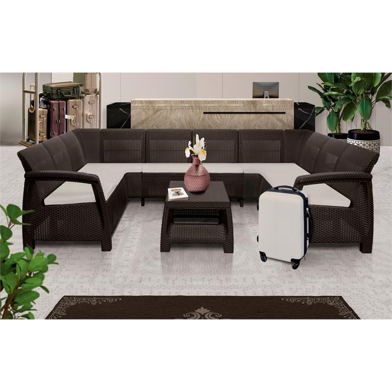 MQ Ferrara Stay Outdoor Patio UShaped Sofa Set in Espresso Homesquare
