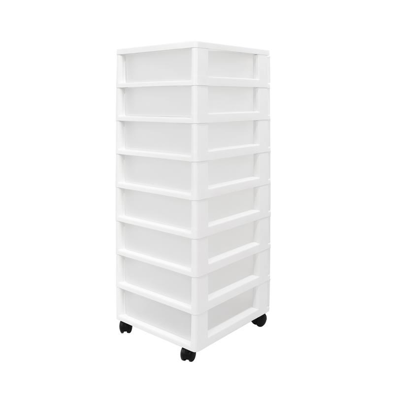 MQ Eclypse 8-Drawer Rolling Storage Cart in White
