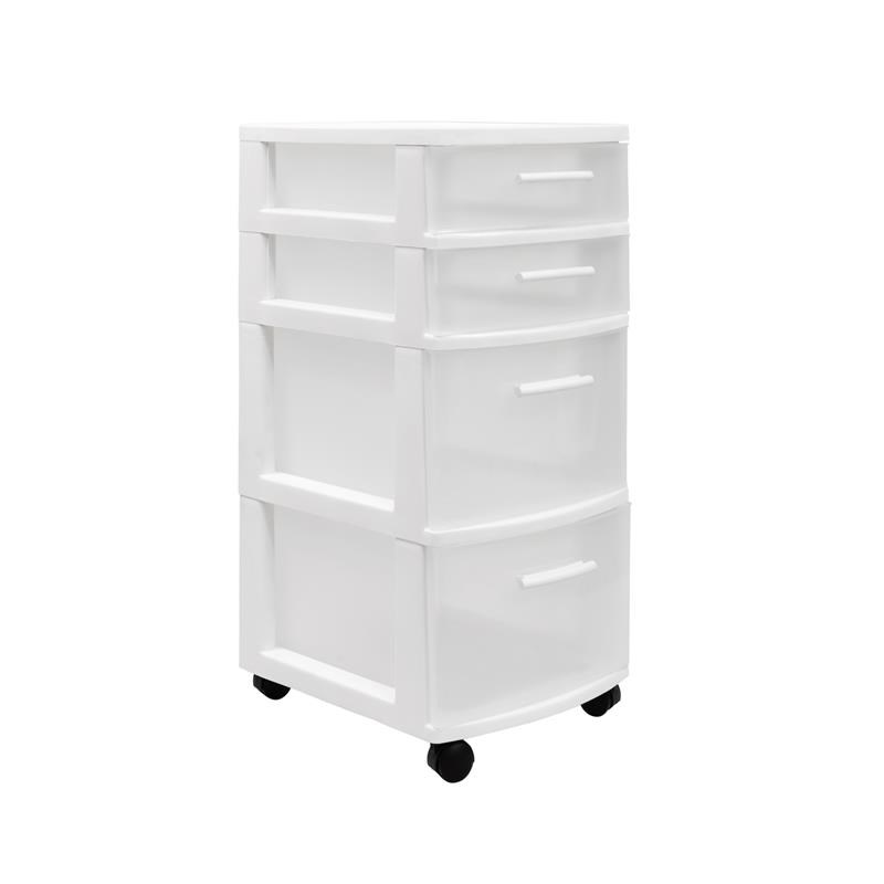 MQ Eclypse 4-Drawer Rolling Storage Cart in White