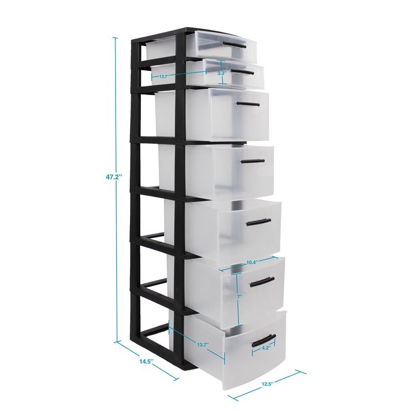 MQ Eclypse 7-Drawer Plastic Storage Unit in Black