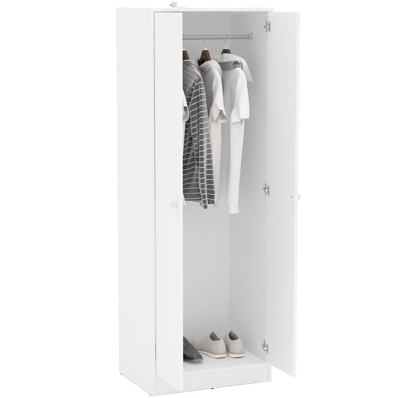 Polifurniture Denmark Engineered Wood 2 Door Wardrobe Armoires in White