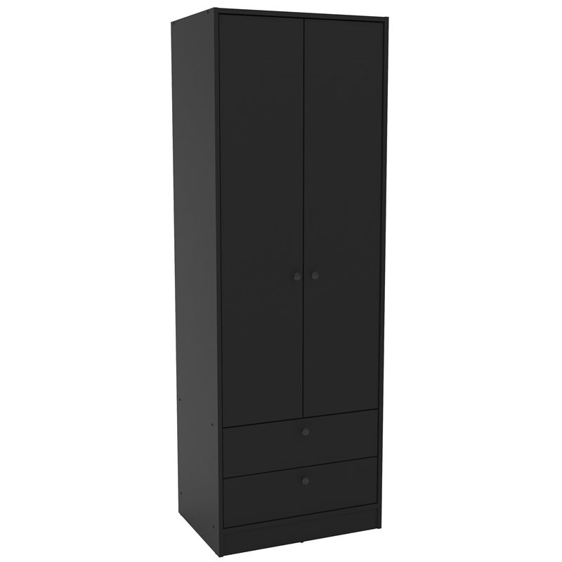 Polifurniture Denmark Engineered Wood 2-Door and 2-Drawer Wardrobe in Black