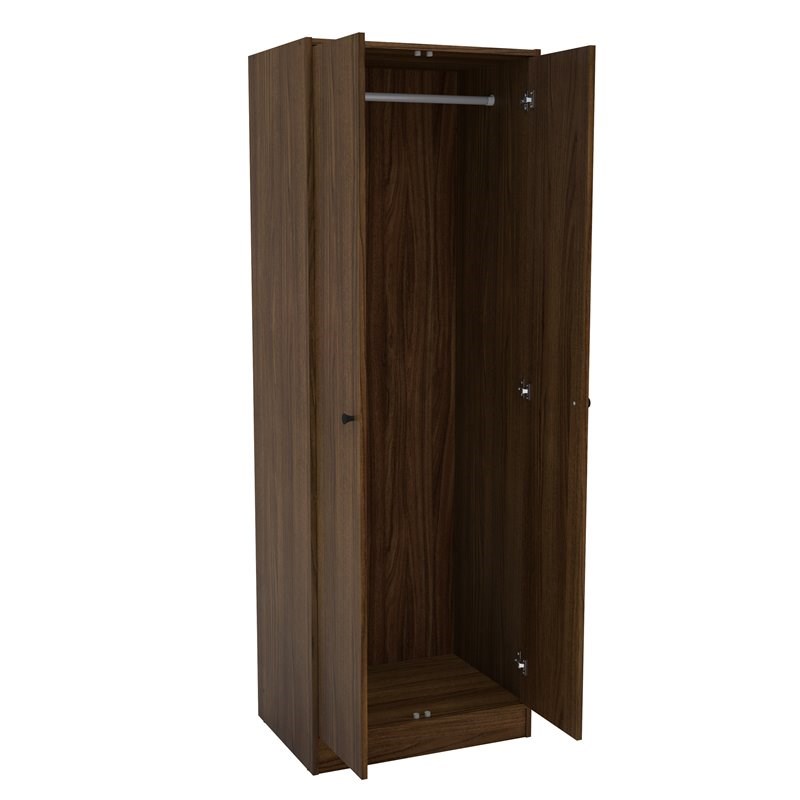 Polifurniture Denmark Engineered Wood 2-Door Bedroom Wardrobe in Dark Brown