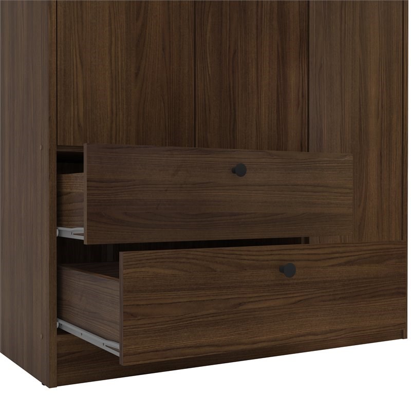 Polifurniture Denmark Engineered Wood 3-Door and 2-Drawer Wardrobe in Dark Brown