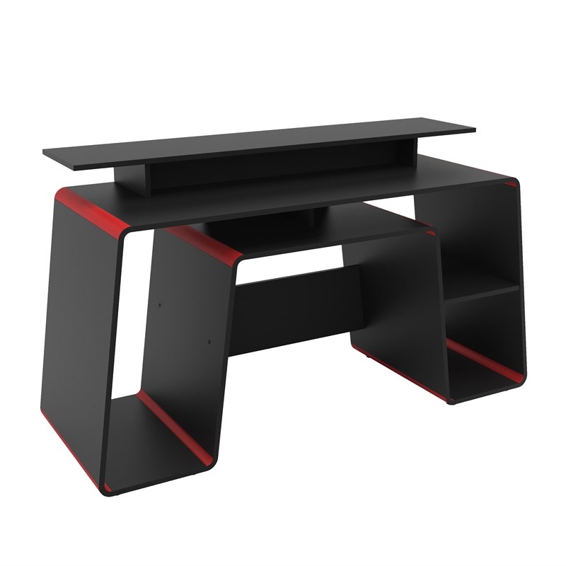 polifurniture san diego enigineered wood gaming desk in black - 402005130001