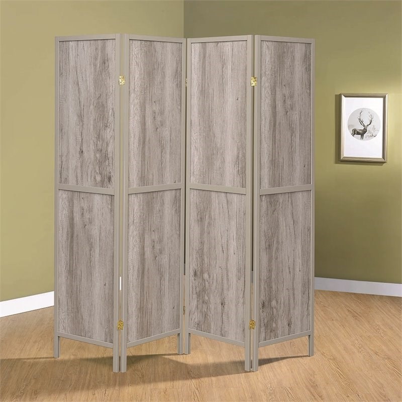 Stonecroft Furniture Madison 4 Panel Room Divider in Driftwood Gray