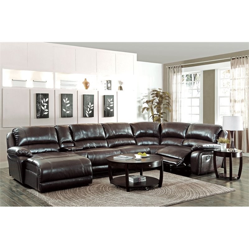 Stonecroft Furniture 6 Piece Leather Sectional in Chestnut