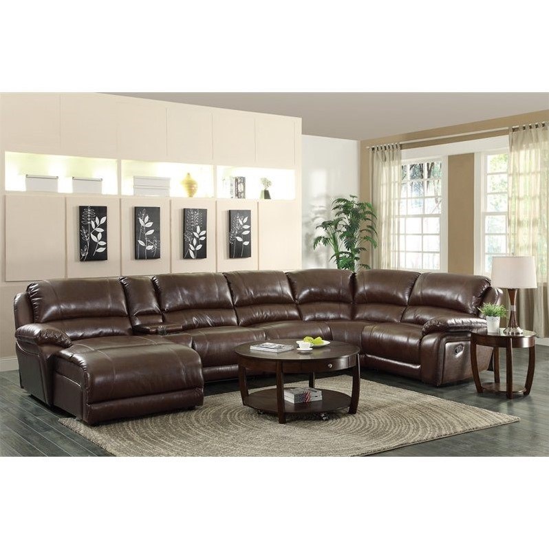 Stonecroft Furniture 6 Piece Leather Sectional in Chestnut