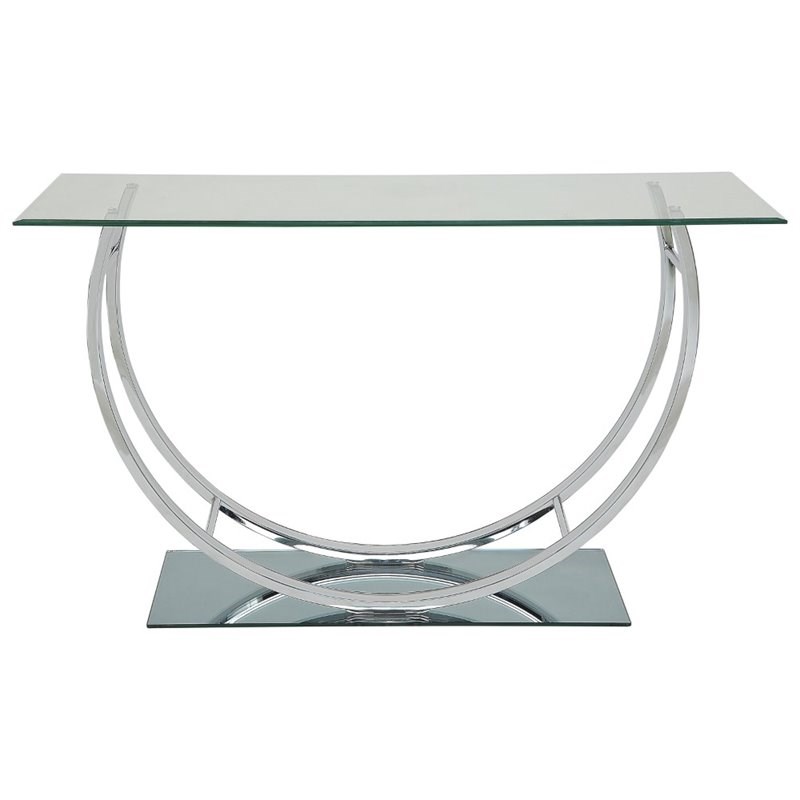 Stonecroft Furniture U Shaped Glass Top Console Table in Chrome