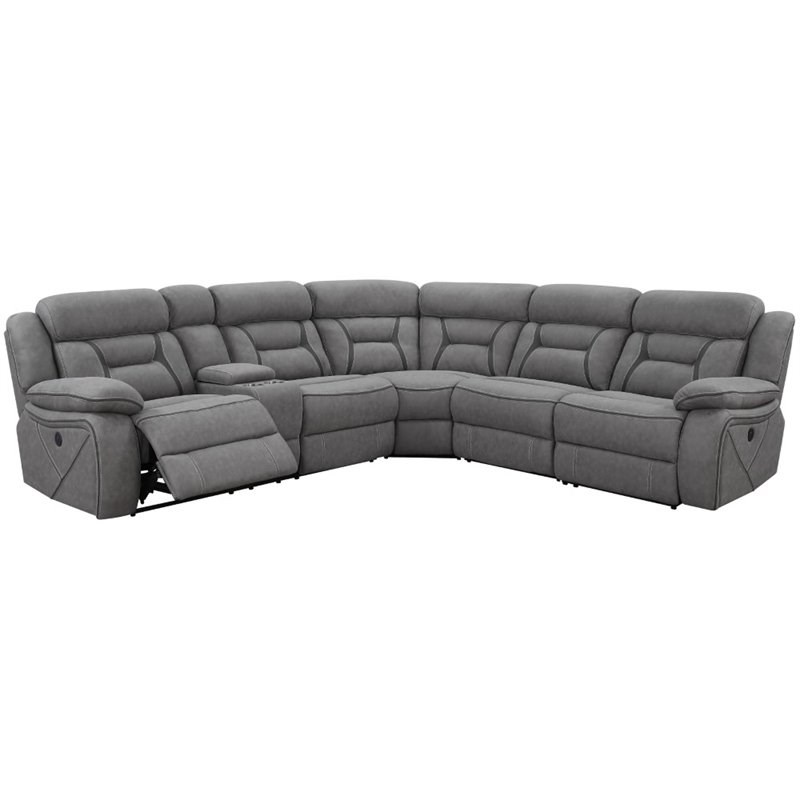 Stonecroft Furniture Cardinal Lane Faux Suede Sectional in Gray