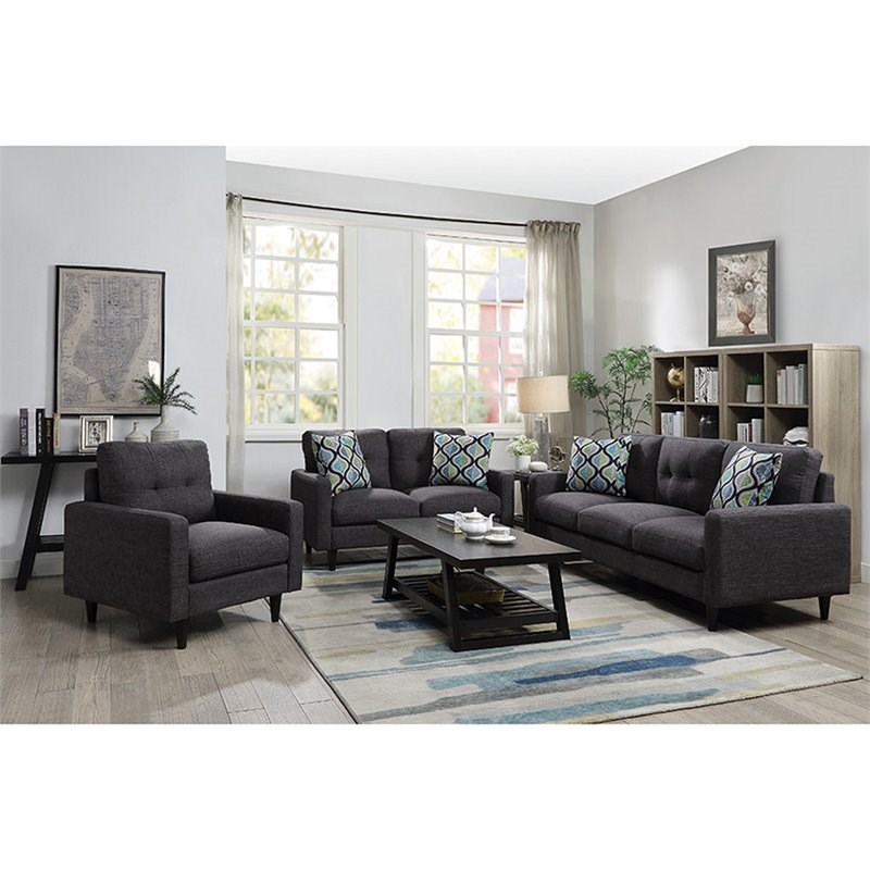 Stonecroft Furniture Teal Drive 2 Piece Tufted Sofa Set in Gray and Coffee Bean