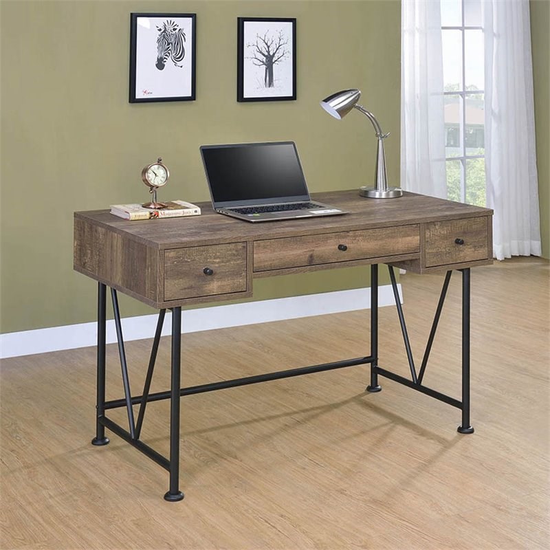 Stonecroft Furniture Azure Lane Writing Desk in Rustic Oak and Black