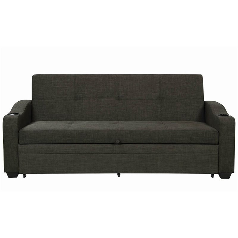 Stonecroft Furniture Marine Row Tufted Sleeper Sofa in Charcoal Gray and Black