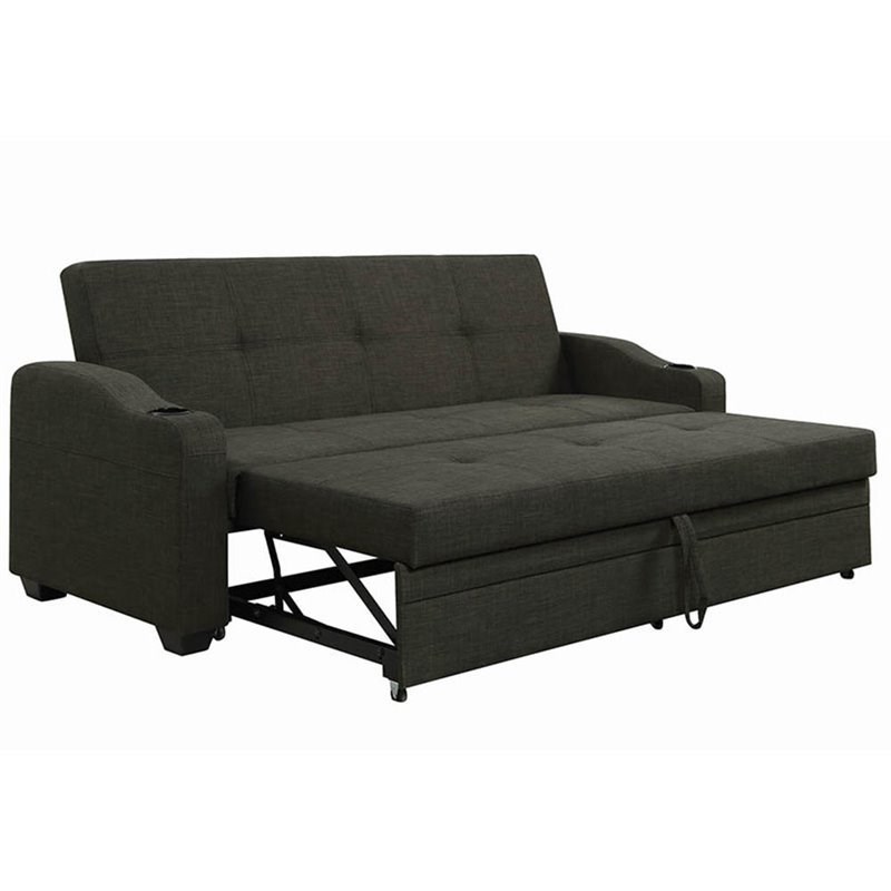 Stonecroft Furniture Marine Row Tufted Sleeper Sofa in Charcoal Gray and Black