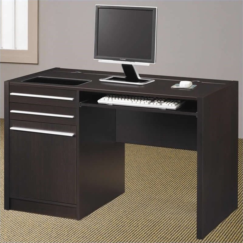 Stonecroft Furniture Computer Desk with Charging Station in Cappuccino