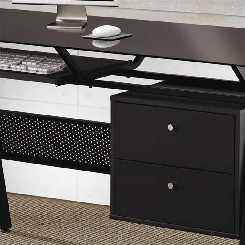 Stonecroft Furniture 2 Drawer Computer Desk in Black and Chrome