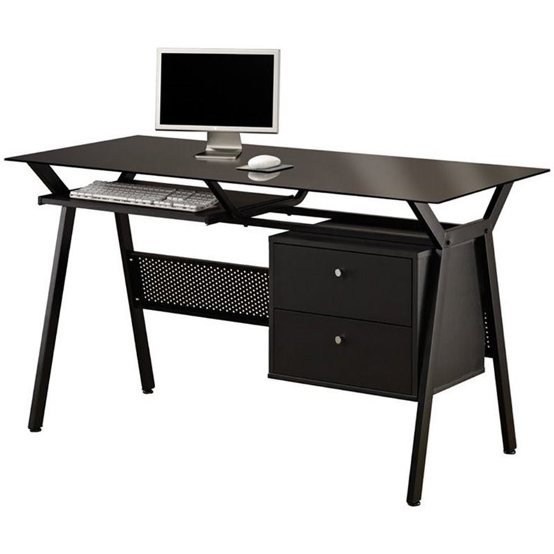 Stonecroft Furniture 2 Drawer Computer Desk in Black and Chrome