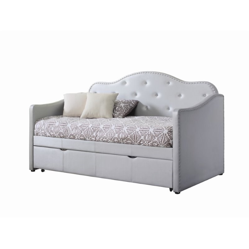 Stonecroft Furniture Upholstered Twin Daybed with Trundle in Gray