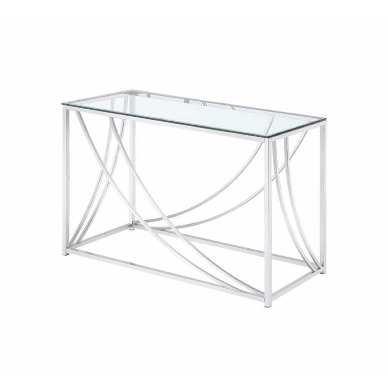 Stonecroft Furniture Contemporary Glass Top Console Table in Chrome