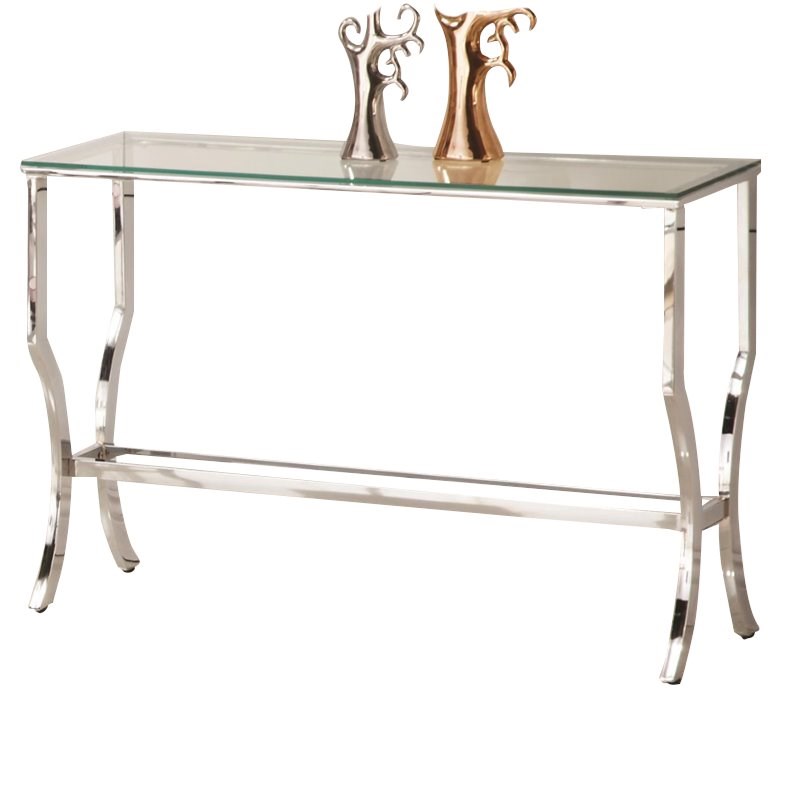 Stonecroft Furniture Modern Glass Top Console Table in Chrome