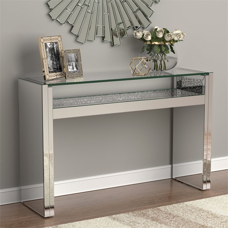 Stonecroft Furniture Contemporary 1 Shelf Console Table in Silver