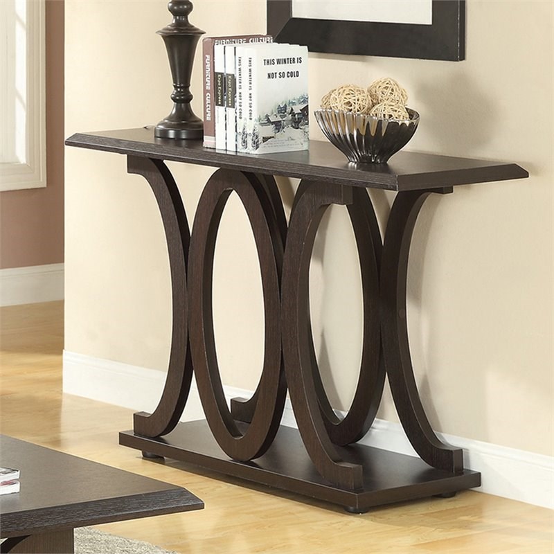 Stonecroft Furniture Transitional C Shaped Console Table in Cappuccino