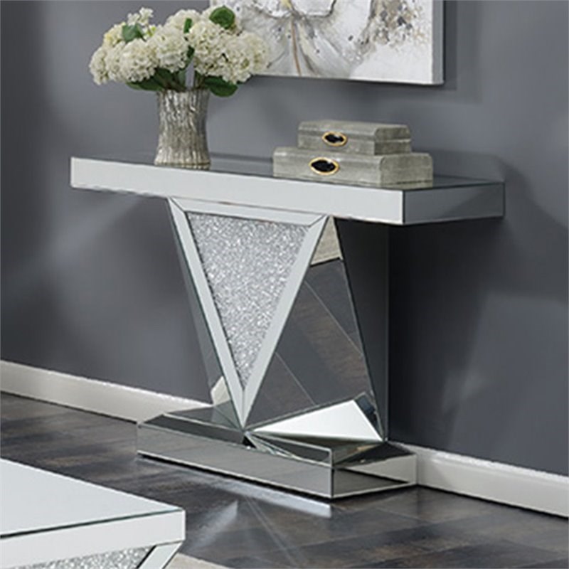 Stonecroft Furniture Mirrored Accent Console Table in Silver