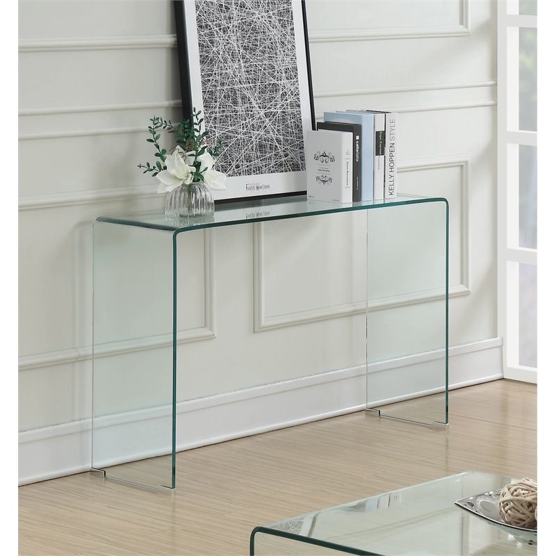 Stonecroft Furniture Contemporary Rectangular Glass Sofa Table in Clear