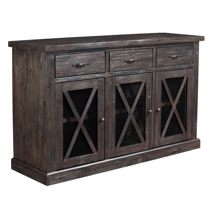Alpine Furniture Newberry Wood Dining Sideboard in Salvaged Gray