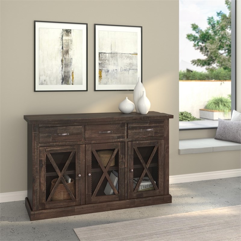 Alpine Furniture Newberry Wood Dining Sideboard in Salvaged Gray