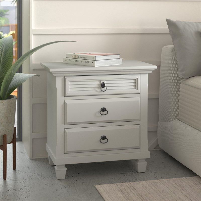 alpine furniture winchester 3 drawer wood nightstand in