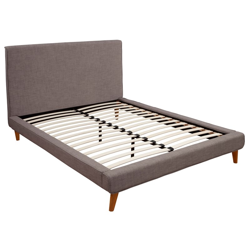 Alpine Furniture Britney California King Upholstered Platform Bed In Dark Gray 1296ck