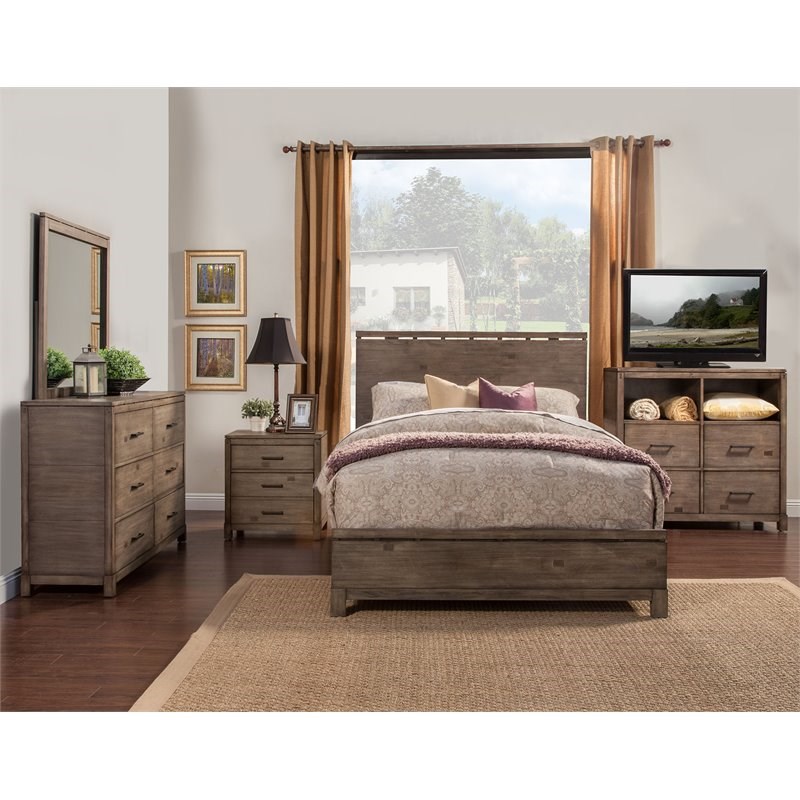 Alpine Furniture Sydney Bedroom Wood Mirror in Weathered Gray