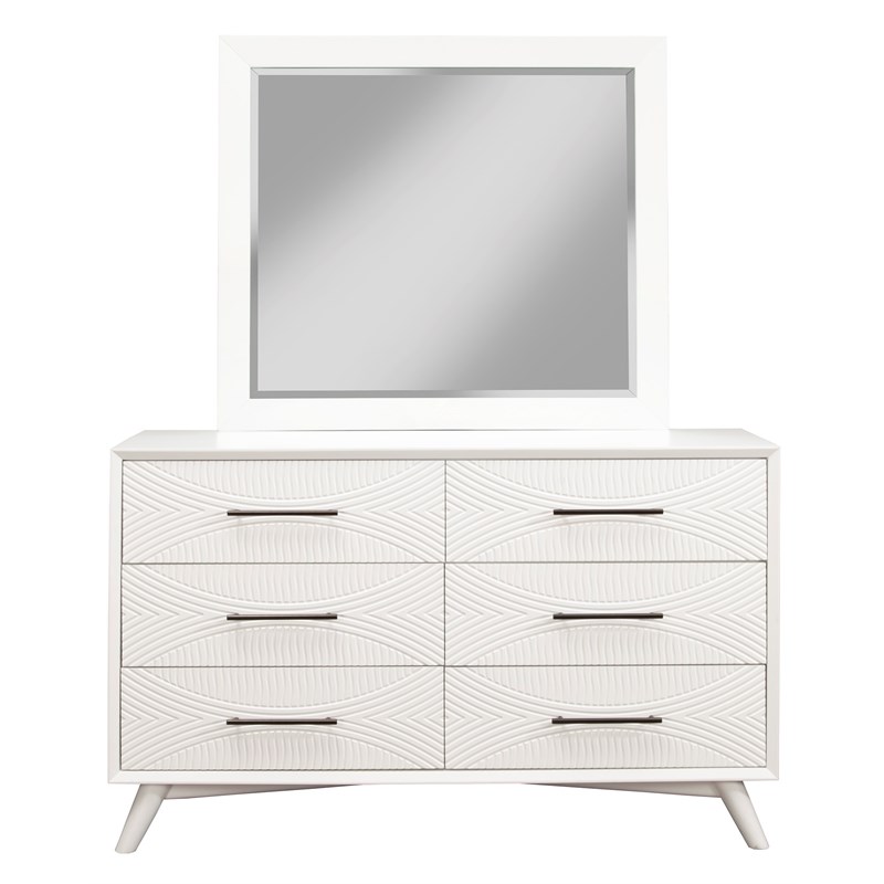 Alpine FurnitureTranquility Wood Bedroom Mirror in White