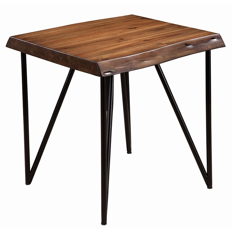Alpine Furniture Live Edge Wood End-Lamp Table in Light Walnut (Brown)