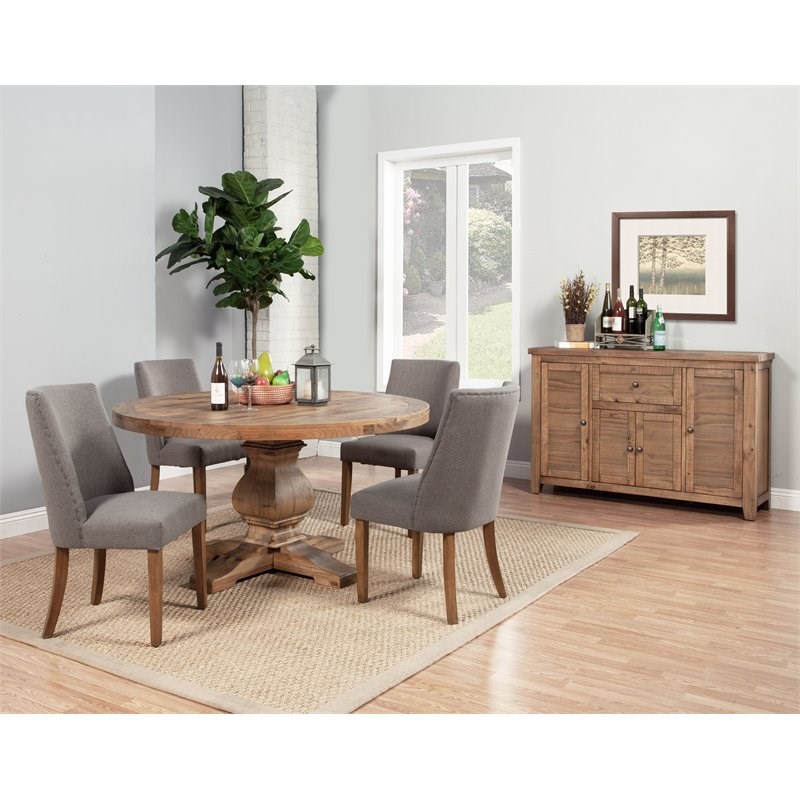 Alpine Furniture Kensington Round Pine Wood Dining Table in Reclaimed ...