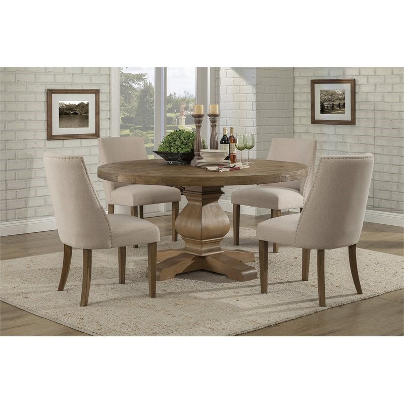 Alpine Furniture Kensington Set of 2 Parson Dining Chairs in Reclaimed Natural