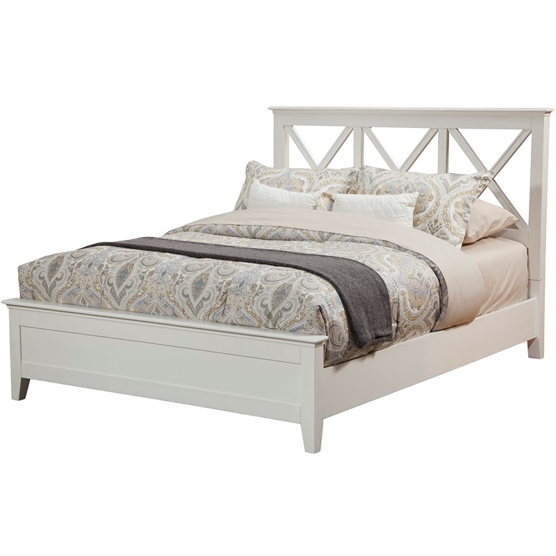 Alpine Furniture Potter Full Size Wood, Full Size White Wooden Bed Frame With Headboard