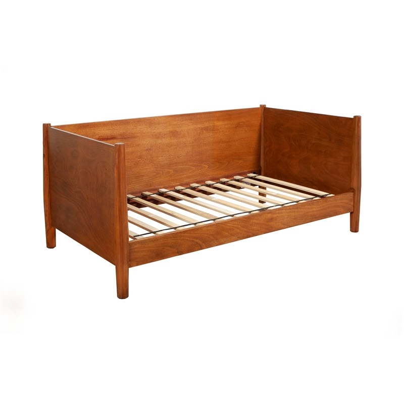 Alpine Furniture Flynn Mid Century Modern Twin Size Day Bed in Acorn