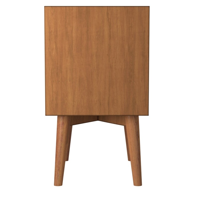 Alpine Furniture Flynn Mid Century 2 Drawer Wood Nightstand in Acorn Brown