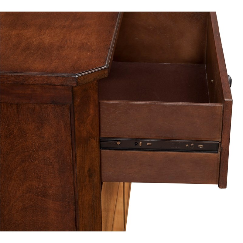 Alpine Furniture Baker 1 Drawer Wood Nightstand with Shelves in