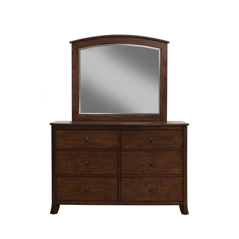 Alpine Furniture Baker Wood Bedroom Dresser Mirror in Mahogany (Brown)