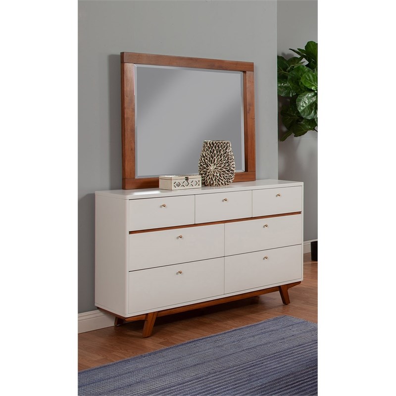 Alpine Furniture Dakota 7 Drawer Wood Dresser in White Homesquare